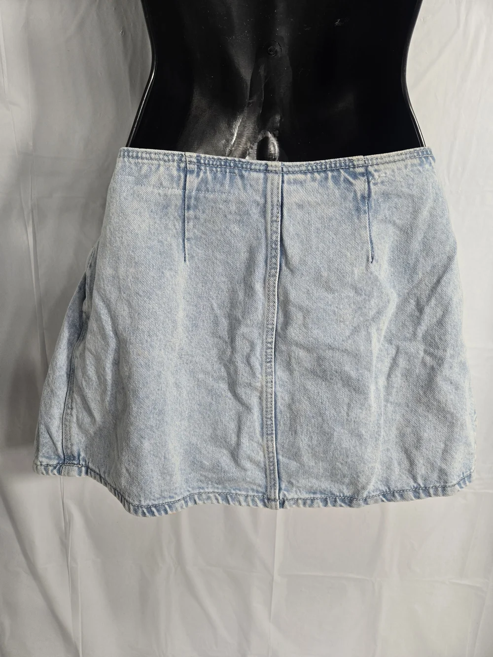 Bershka Light Blue Denim Tie-Waist Circle Mini Skirt